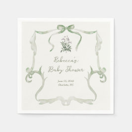 Guardanapo De Papel Preppy Grandmillennial Neutral Green Baby Shower