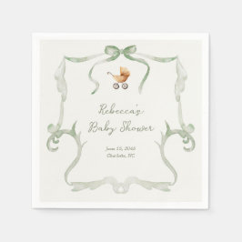 Guardanapo De Papel Preppy Grandmillennial Sage Green Baby Shower