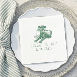 Guardanapo De Papel Preppy Labrador Verde Salvia Champanhe Casamento