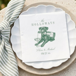 Guardanapo De Papel Preppy Labrador Verde Salvia Champanhe Casamento