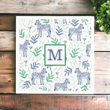 Preppy Navy Zebra Martinis Monograma Branca 