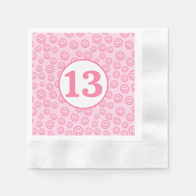 Guardanapo De Papel Preppy Pink Smile Face (Frente)