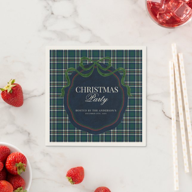 Guardanapo De Papel Preppy Plaid Christmas Party Green Navy Tartan   (Insitu)
