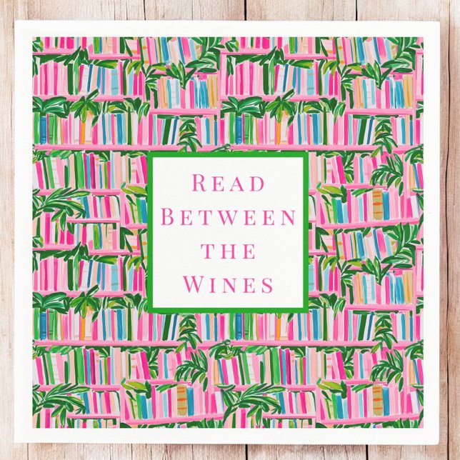 Guardanapo De Papel Preppy Read between Wines Book Club Pink (Criador carregado)