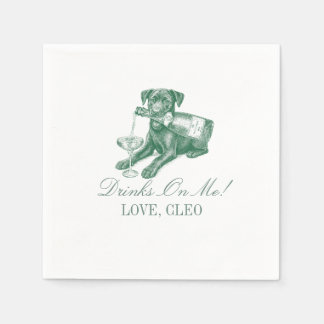 Guardanapo De Papel Preppy Sage Green Labrador Champagne Wedding