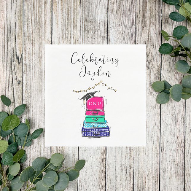 Guardanapo De Papel Preppy Script Segundo grau Graduation Suitcase 202 (Criador carregado)