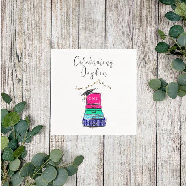 Guardanapo De Papel Preppy Script Segundo grau Graduation Suitcase 202 (Criador carregado)