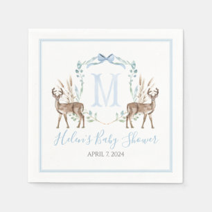 Guardanapo De Papel Preppy Southern Blue Deer Chá de fraldas