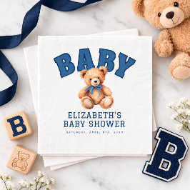 Guardanapo De Papel Preppy Varsity Teddy Bear Baby Shower