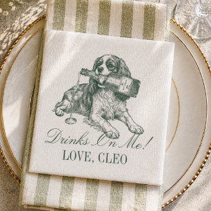 Guardanapo De Papel Preppy Verde Sálvia Rei Cavalier Champanhe Casamen