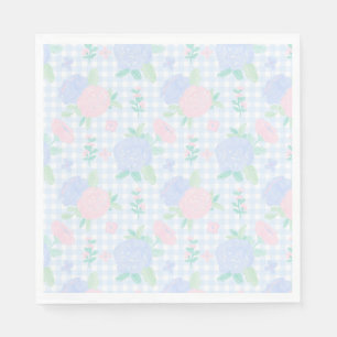 Guardanapo De Papel Preppy Watercolor Floral Gingham Birthday