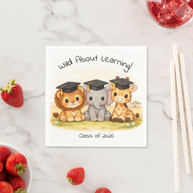 Guardanapo De Papel Preschool Kindergarten Lion Elephant Giraffe Party (Insitu)