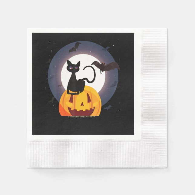 Guardanapo De Papel Presente de aranha | Pumpkin Preto De Gato Hallowe (Frente)
