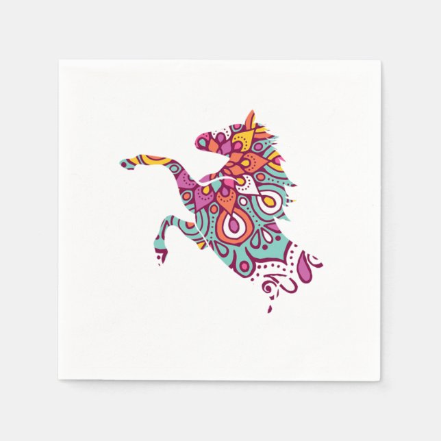 Guardanapo De Papel Presente de Cavalo Equestre Floral (Frente)