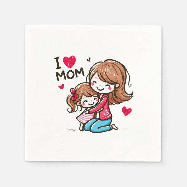 Guardanapo De Papel Presente de dia de as mães | Eu Amo A Mãe (Frente)