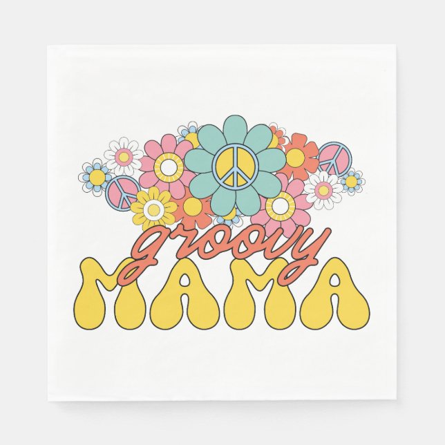 Guardanapo De Papel Presente de dia de as mães | Groovy Mama (Frente)