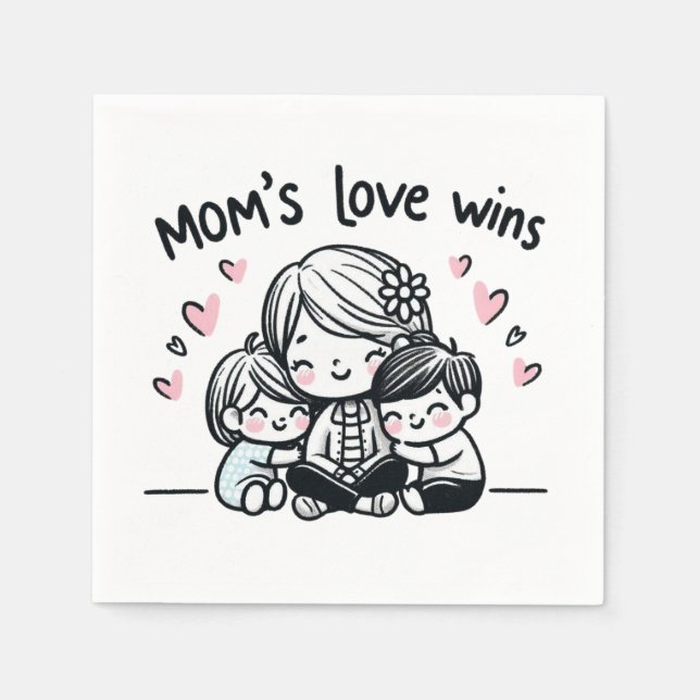 Guardanapo De Papel Presente de dia de as mães | Mãe Amor vence (Frente)