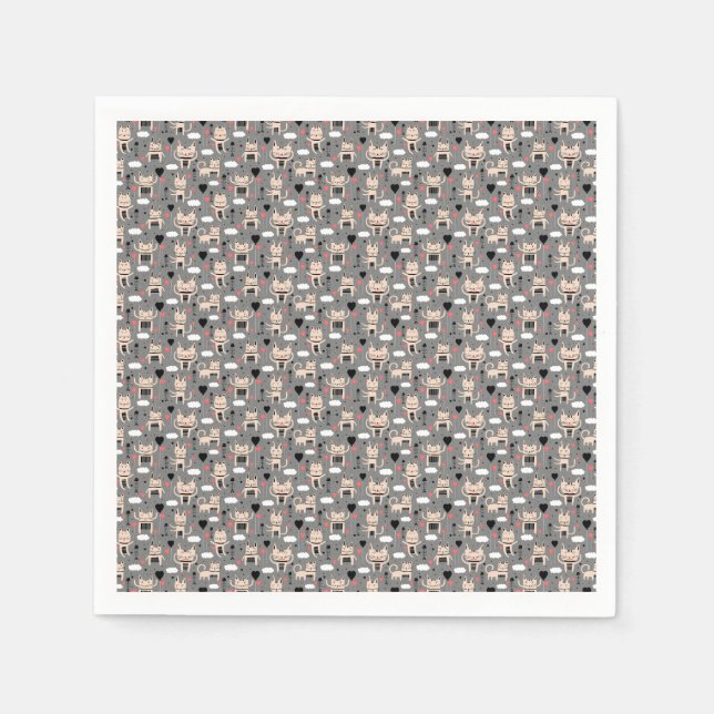 Guardanapo De Papel Presente de Gato | Padrões para gatos brancos (Frente)