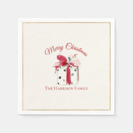 Guardanapo De Papel Presente de Natal Personalizado com Aquarela