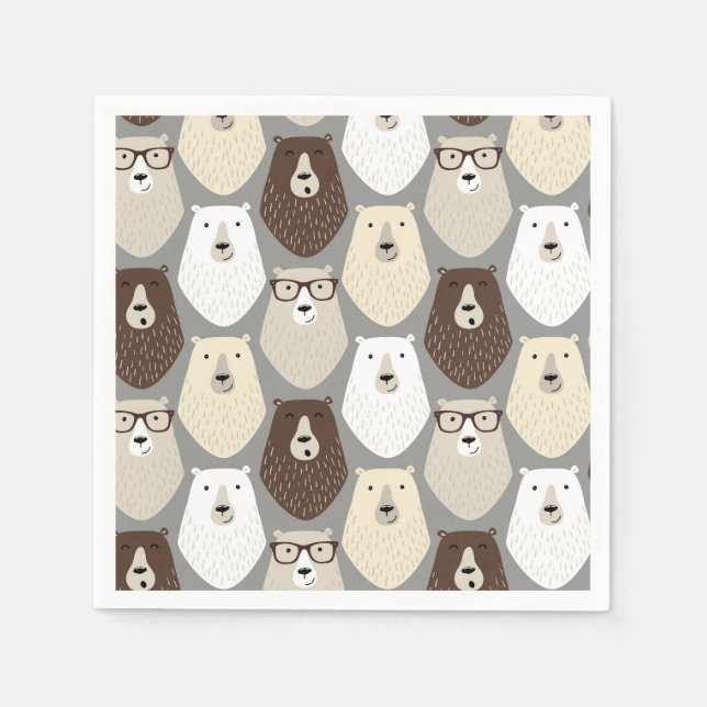 Guardanapo De Papel Presente do Dia dos Pais com Urso Bonito e Engraça (Frente)