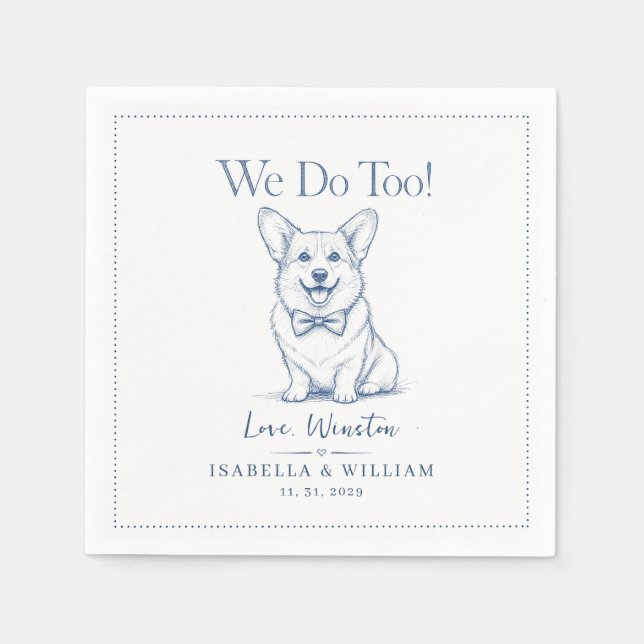 Guardanapo De Papel Presente Personalizado para Casamento de Corgi Ama (Frente)