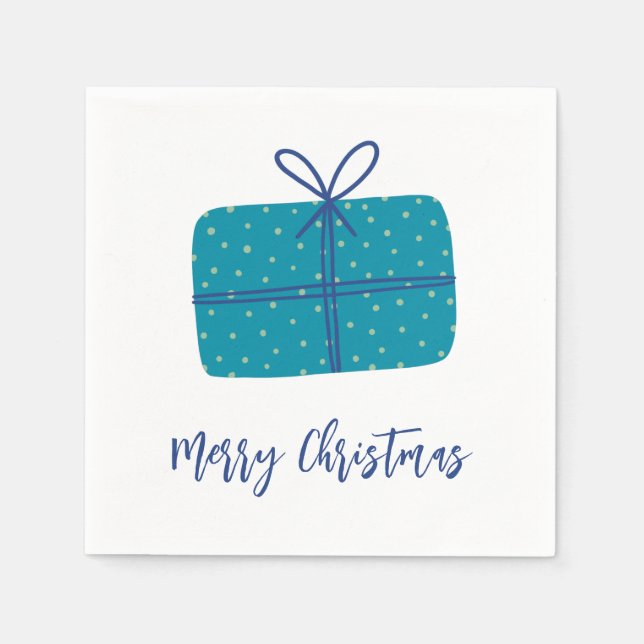 Guardanapo De Papel Presente Simples de Natal Azul (Frente)