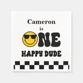 Guardanapo De Papel Preto Amarelo Branco Nosso primeiro aniversario Fe