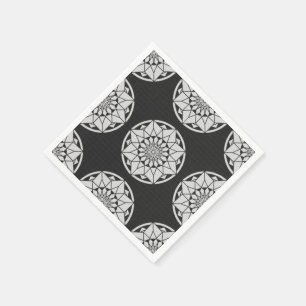Guardanapo De Papel Preto & branco de confecção de malhas da mandala