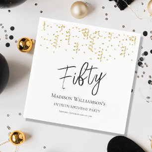 Guardanapo De Papel Preto, branco e Dourado 50, 50.a Festa de aniversá