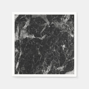 Guardanapo De Papel Preto Branco e Mármore Prateado Glam Moderno