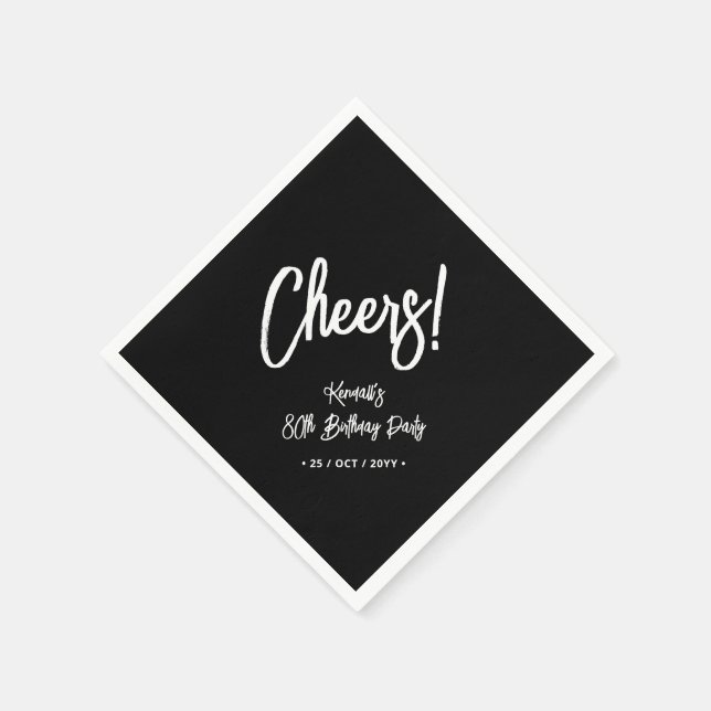 Guardanapo De Papel Preto & Branco | Festa de aniversário Chic Oitava (Canto)