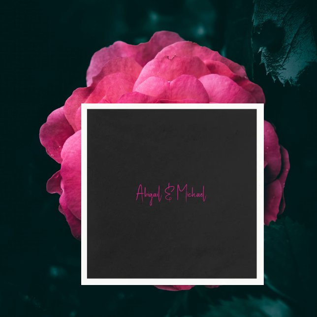 Guardanapo De Papel Preto com Cocktail de Texto Rosa Quente (Criador carregado)