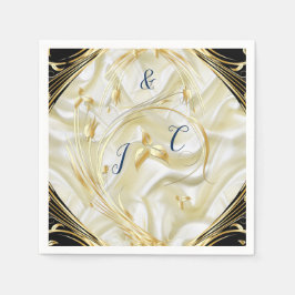 Guardanapo De Papel Preto com Dourada textura de seda