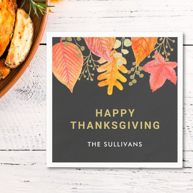 Guardanapo De Papel Preto de Ação de Graças (Criador carregado)