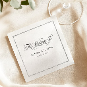 Guardanapo De Papel Preto e Branco Casamento de Elegância Italiana C