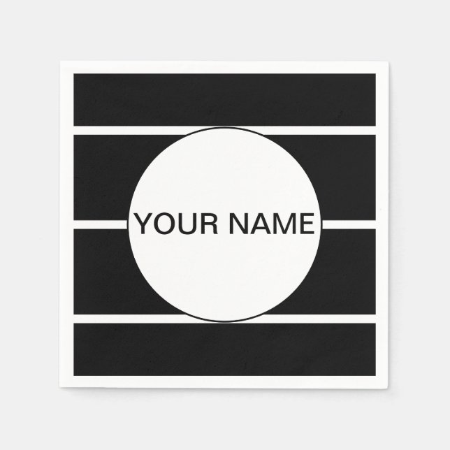 Guardanapo De Papel Preto E Branco Com Linho (Frente)