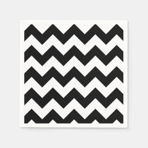 Guardanapo de papel preto e branco de Chevron