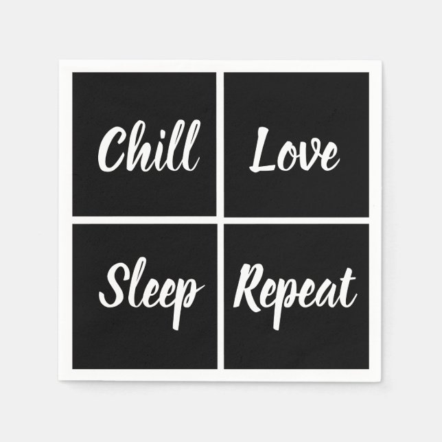 Guardanapo De Papel Preto E Branco Engraçados E Palavras (Frente)