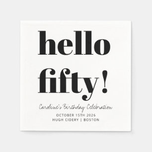 Guardanapo De Papel Preto e Branco Moderno 50º Aniversário Personaliza