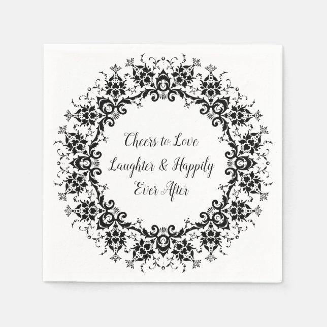 Guardanapo de papel preto e branco para casamento  (Frente)