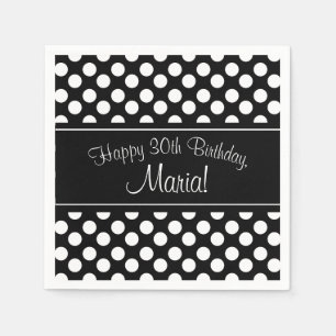 Guardanapo de papel preto e branco personalizado