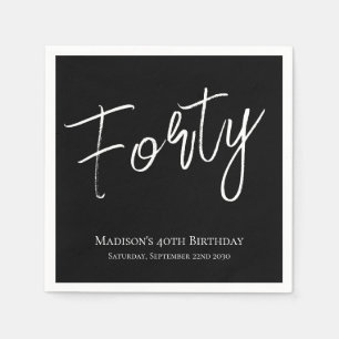 Guardanapo De Papel Preto e Branco Quarenta Mínimo Festa de Aniversári