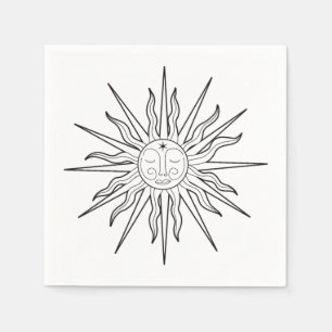 Guardanapo De Papel Preto e Branco Sun Celestial Aniversário Caprichos