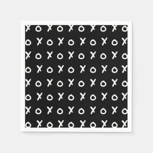 Guardanapo De Papel Preto e Branco X O XO XO's Moda Fofo