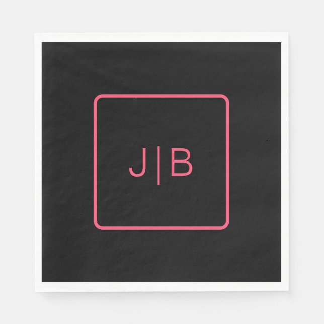 Guardanapo De Papel Preto e cor-de-rosa personalizável (Frente)