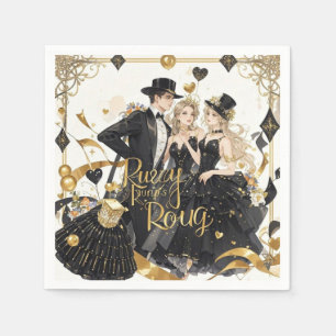 Guardanapo De Papel Preto e dourado, Luxo rico, Estilo Moulin rouge