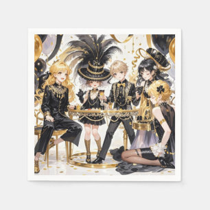Guardanapo De Papel Preto e dourado, Luxo rico, Estilo Moulin rouge