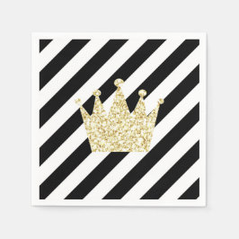 Guardanapo De Papel Preto e Dourado Príncipe Crown Napkins