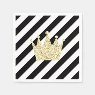 Guardanapo De Papel Preto e Dourado Príncipe Crown Napkins