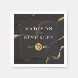 Guardanapo De Papel Preto e Ouro 💍 Óleo de tinta Abstrato moderno